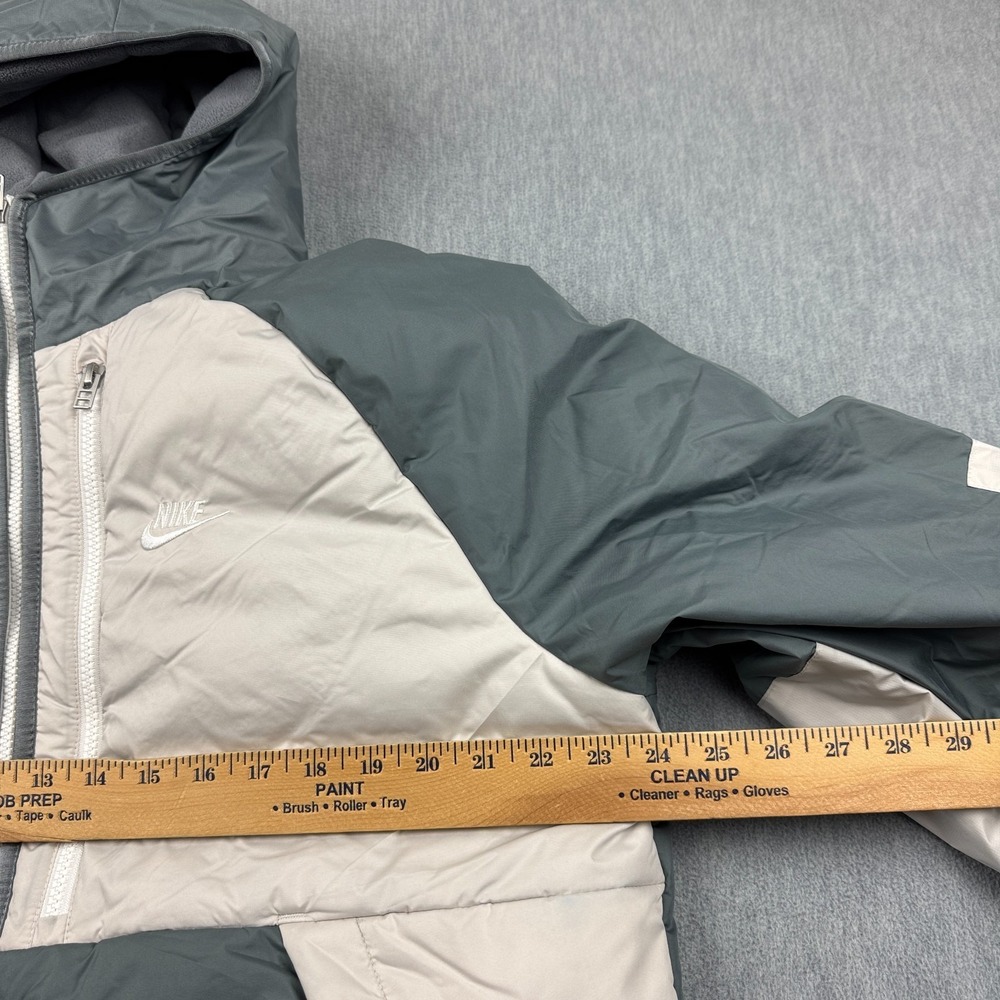 Nike Jacket Men Large Cream Gray Therma Fit Legacy Hooded Fleece Lined Full Zip - Picture 8 of 14